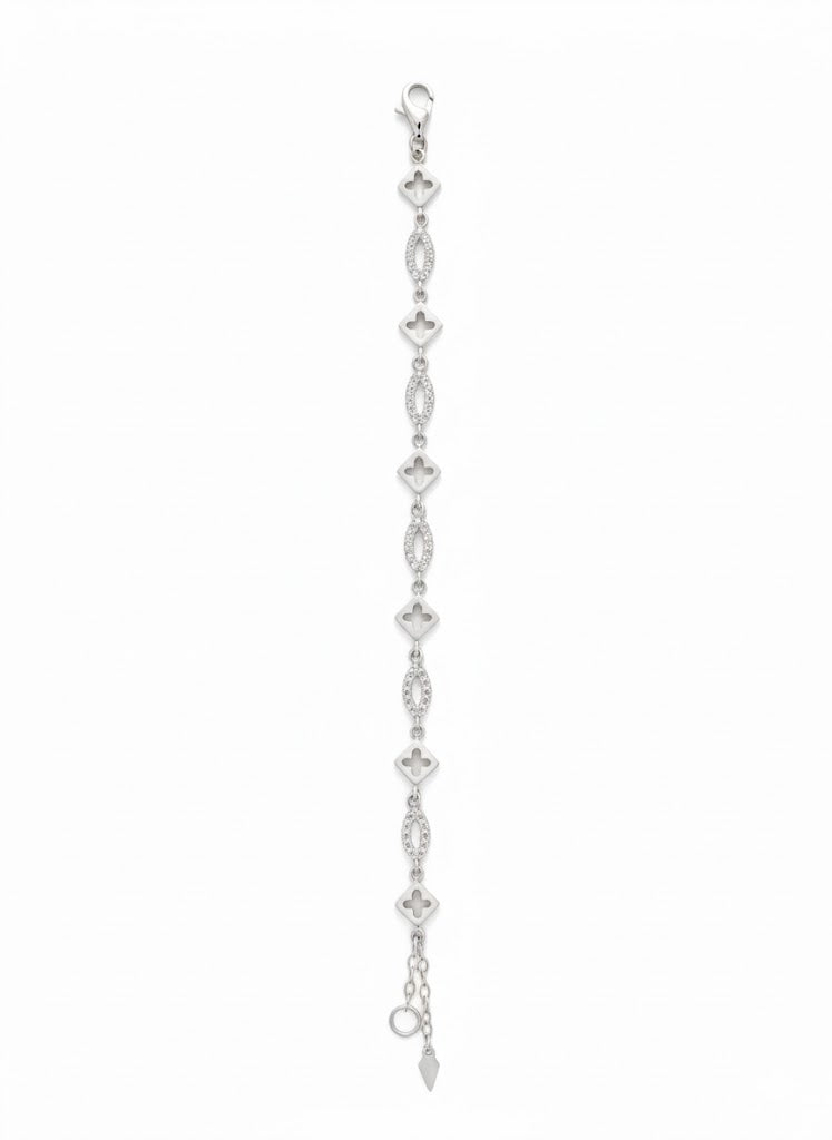 Italian Clover-Style Silver Bracelet 925