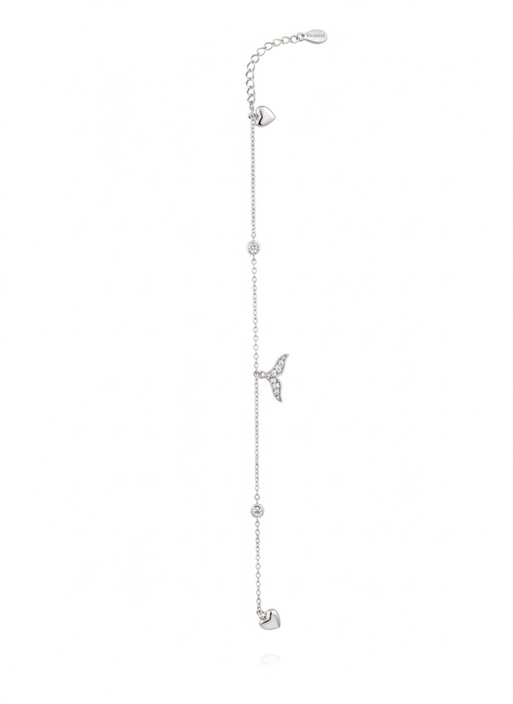 Whale Charm Anklet in 925 Sterling Silver