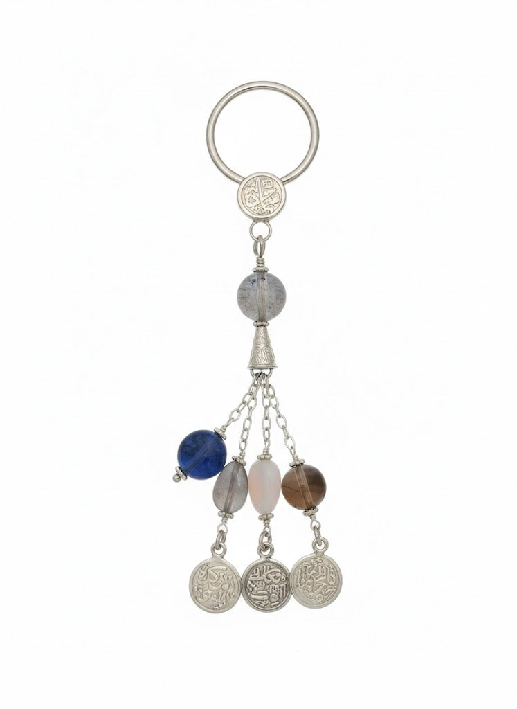 Lady Egyptian Silver Medal Keychain with Stones – Western