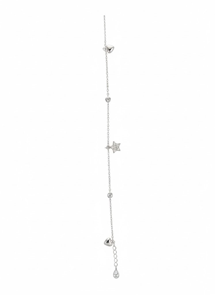 Star Charm Anklet in Platinum-Plated Silver