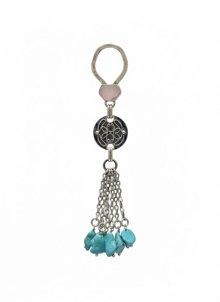 Lady Egyptian Silver Medal Keychain with Stones – Deluxe