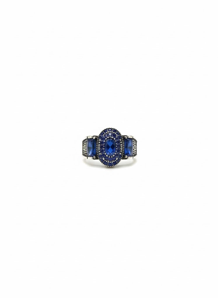 Men’s Ring with Blue Stones in Sterling Silver