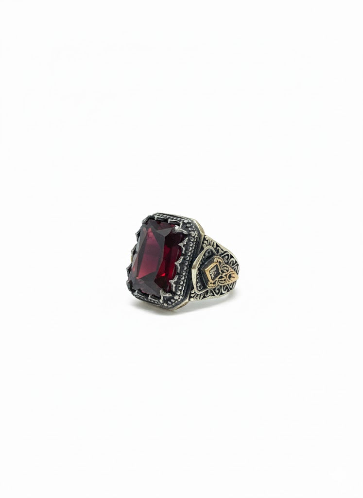 Men’s Ring with Red Stone – Premium
