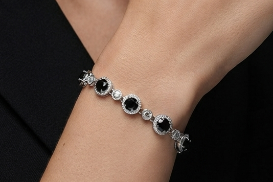Black Halo Bracelet – 925 Sterling Silver