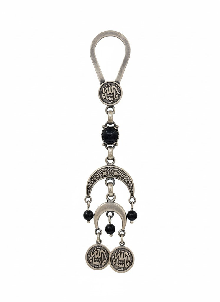 Lady Egyptian Silver Medal Keychain with Stones – Islamic