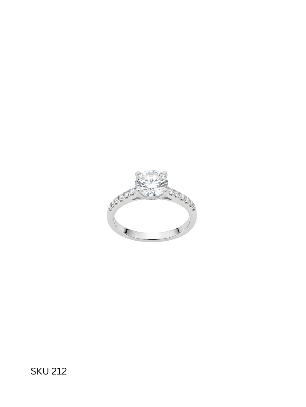 Italian Solitaire Ring – Platinum Plated 925 Silver