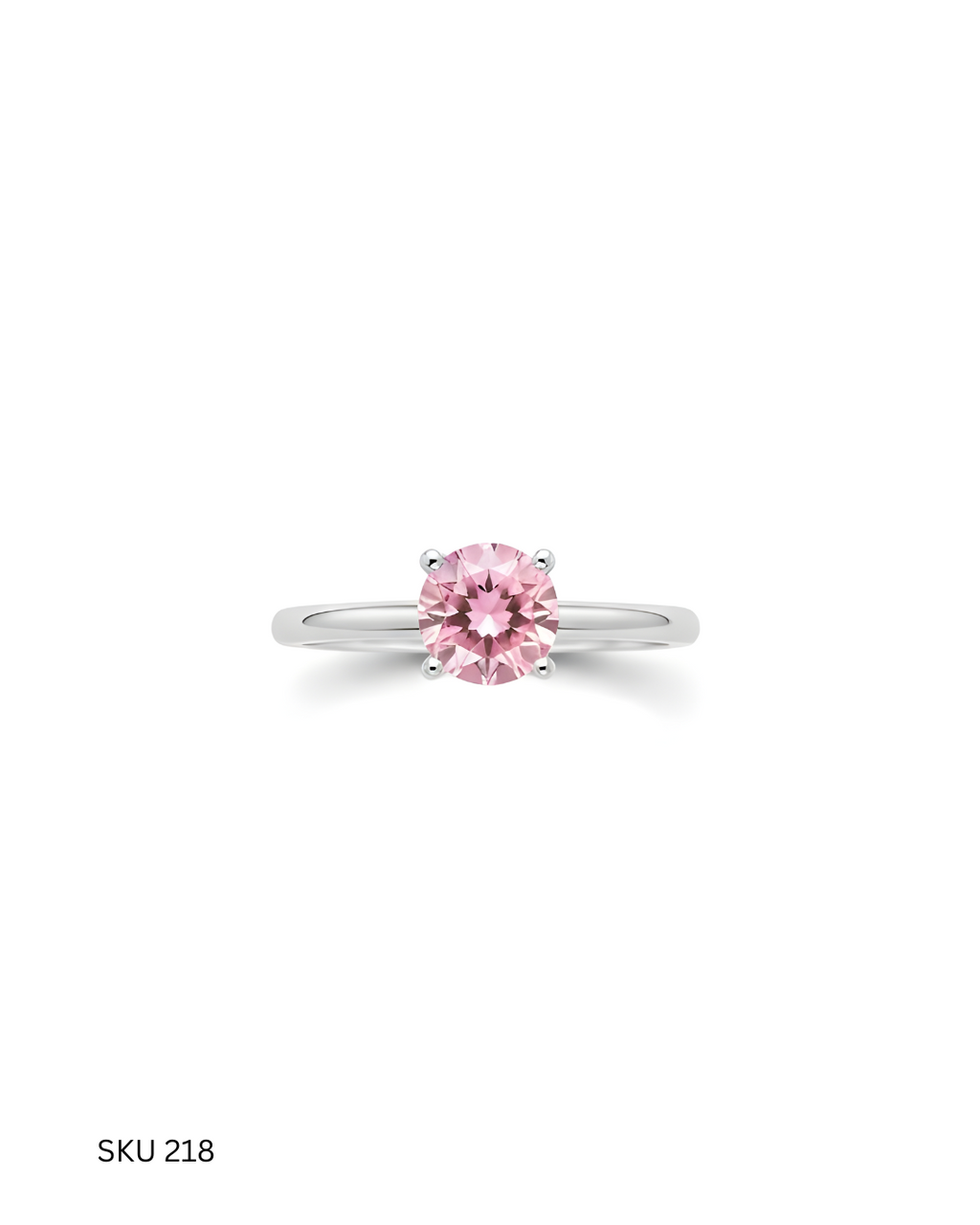 Pink Stone Solitaire Ring – 925 Silver