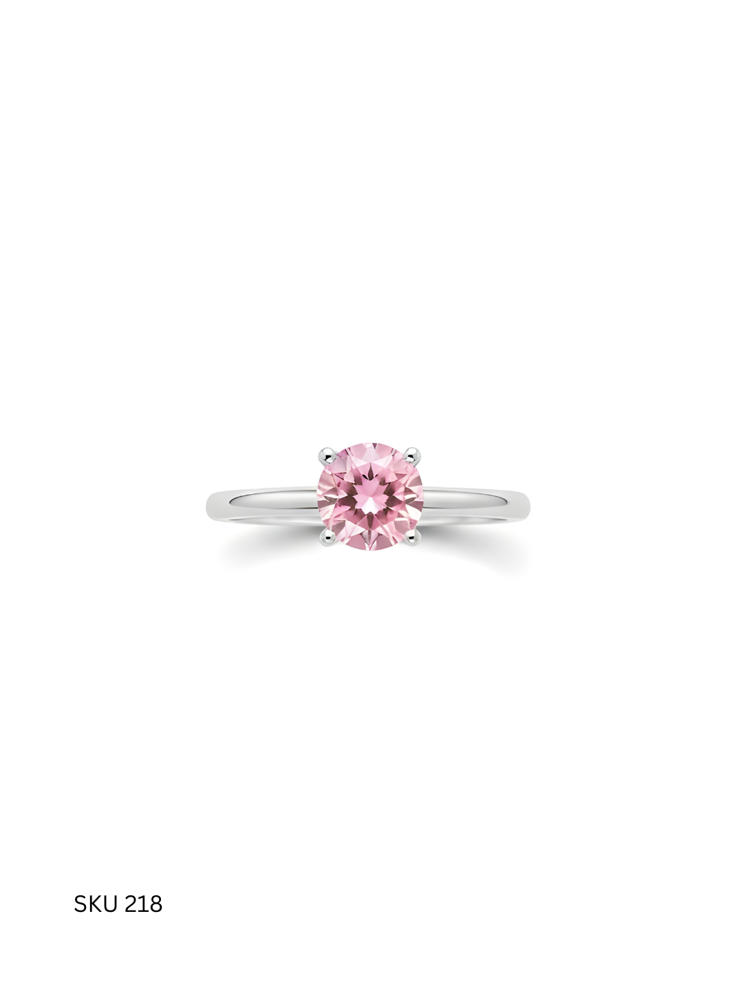 Pink Stone Solitaire Ring – 925 Silver
