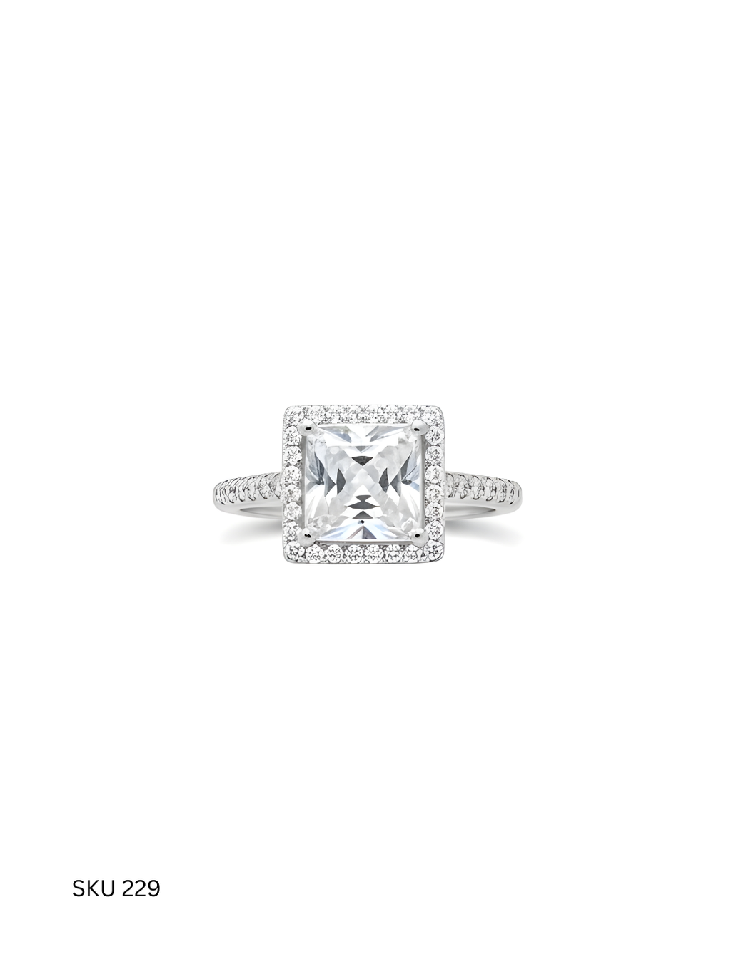 Classic White Stone Solitaire Ring – 925 Silver
