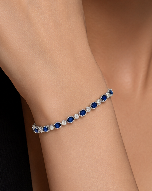 Italian Blue Stone Silver Bracelet 925