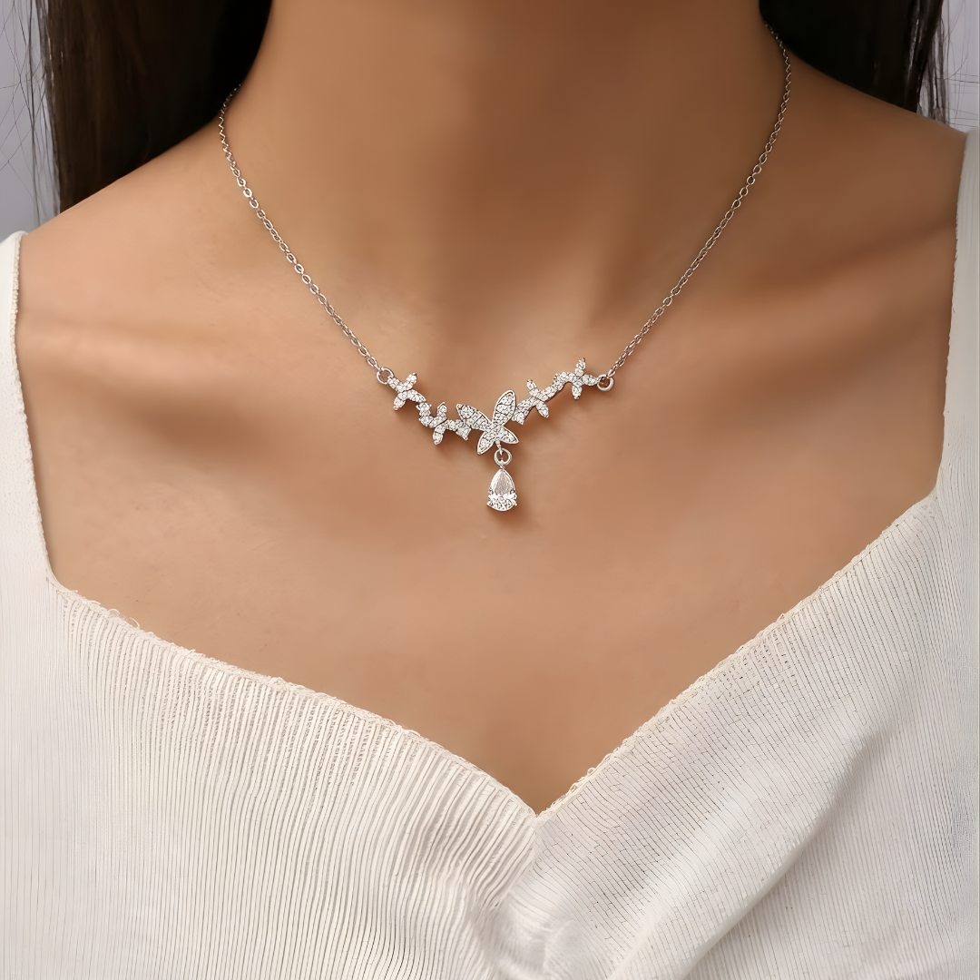 Butterfly Silver Necklace for Women