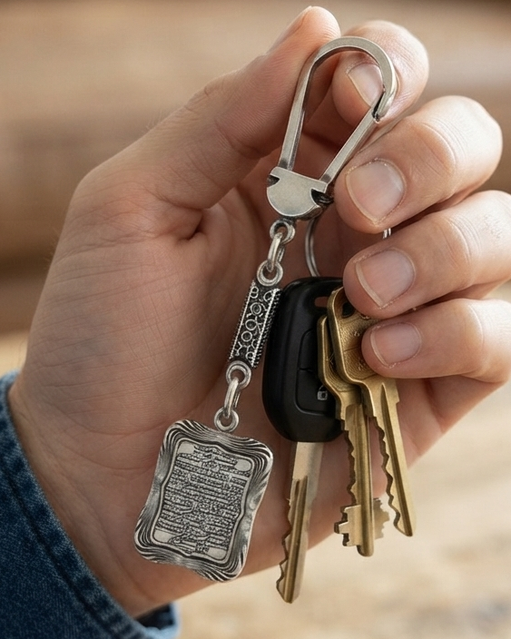 Egyptian Silver Medal Keychain – Islamic Motif (Economic)