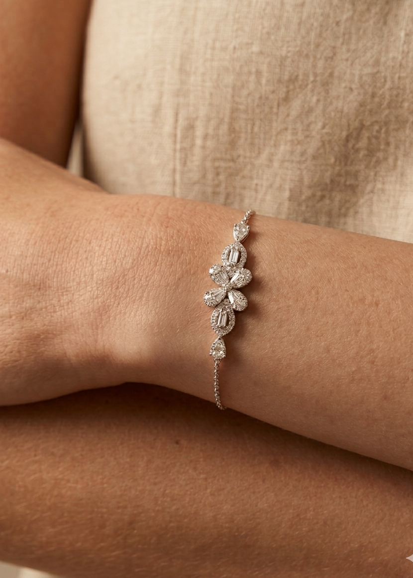 Crystal Infinity Bow Bracelet – 925 Silver