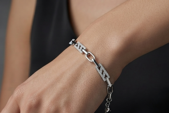 Pavé Link Bracelet – 925 Sterling Silver