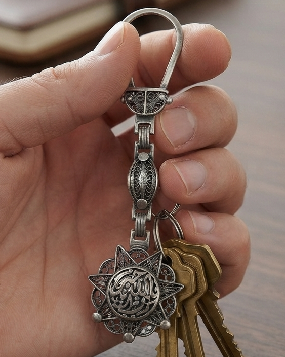Egyptian Silver Medal Keychain – Islamic New Arrival