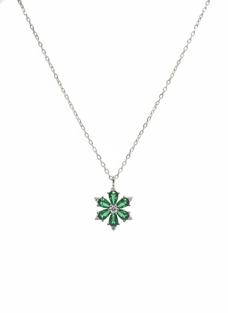 Green Rose Necklace – Sterling Silver 925