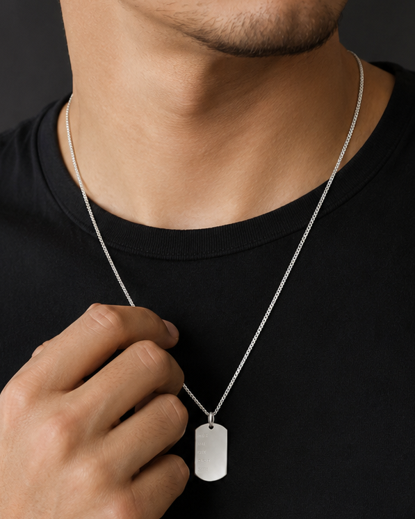 Silver Identity Tag Necklace