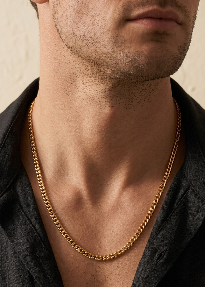 قلادة كلاسيكية من الذهب بسلسلة كوبية