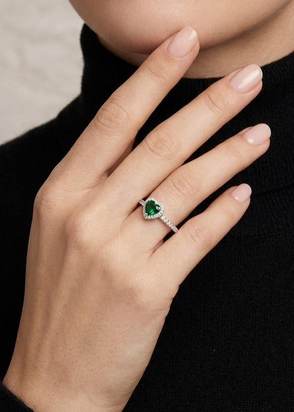 Bandara Ring with Green Stone – 925 Silver