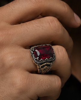 Men’s Ring with Red Stone – Premium