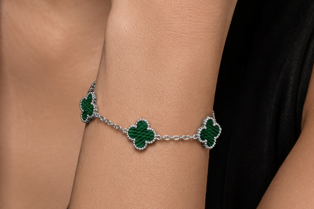 Green Clover Bracelet – 925 Sterling Silver