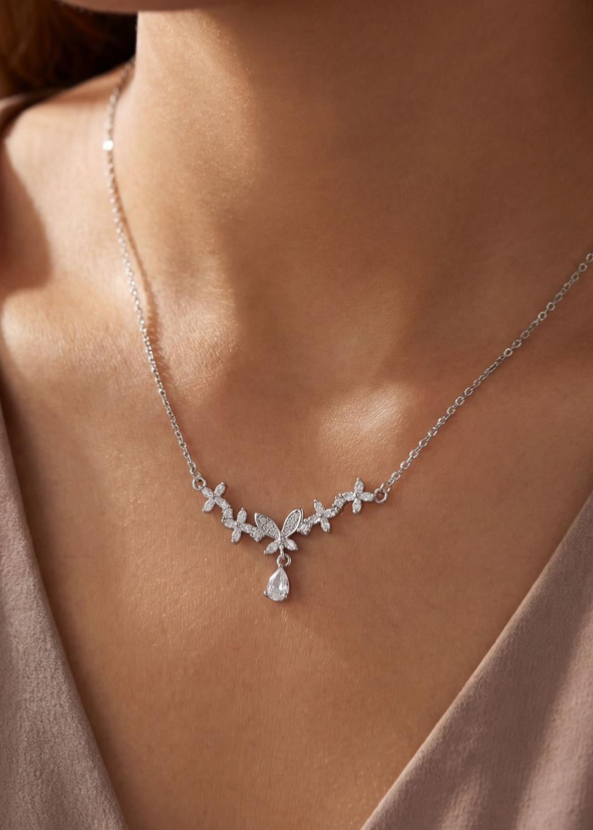 Butterfly Silver Necklace for Women