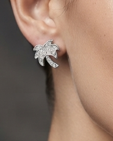Tree-Shaped Sterling Silver Earrings with Platinum Plating