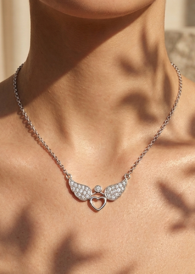 Flying Heart Necklace – Sterling Silver 925
