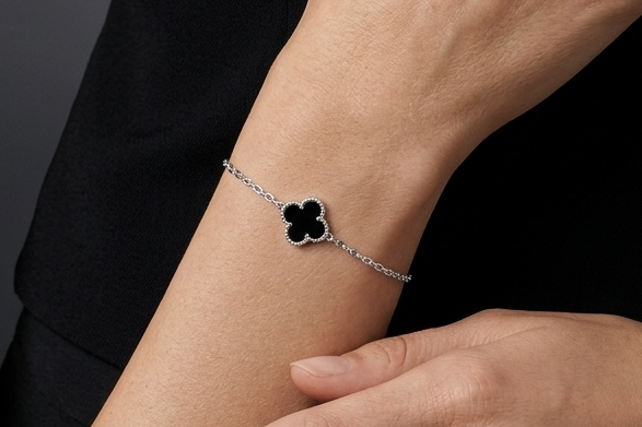 Black Clover Bracelet – 925 Sterling Silver