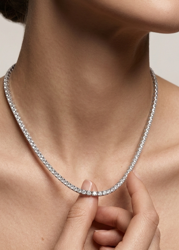 Tennis Sterling Silver Necklace