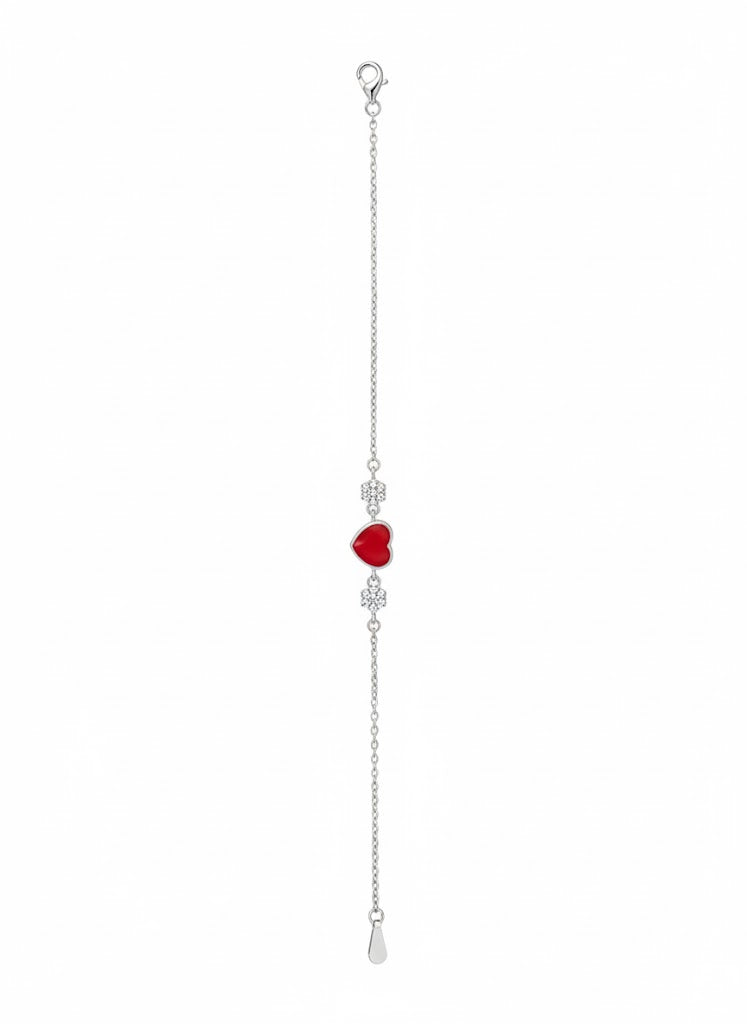 Italian Red Heart Silver Bracelet 925