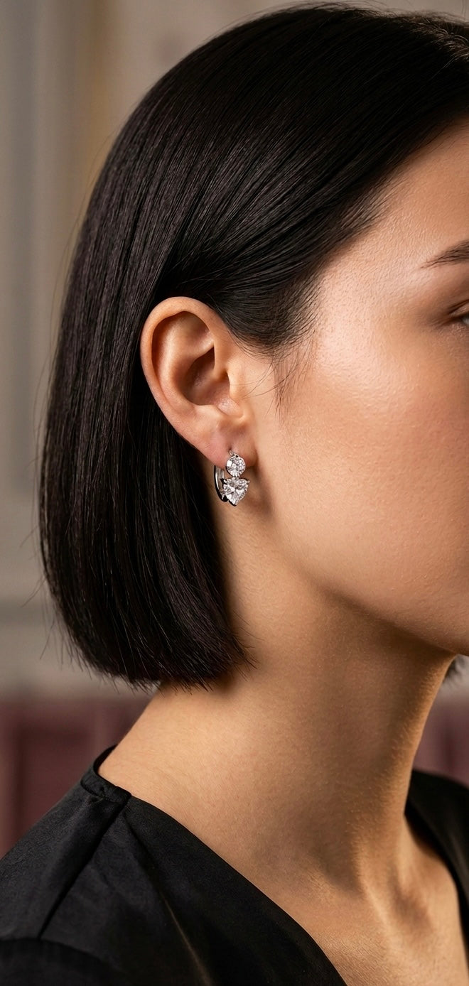 Butterfly-Shaped Sterling Silver Earrings with Platinum Plating