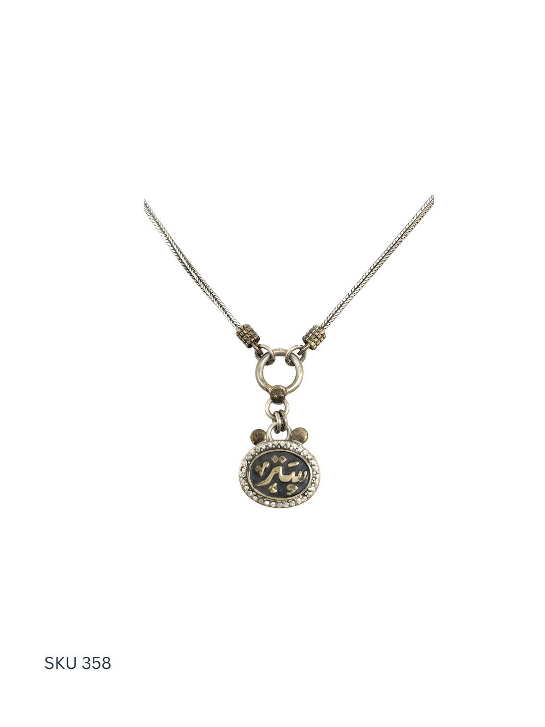Necklace with a round pendant on a white background