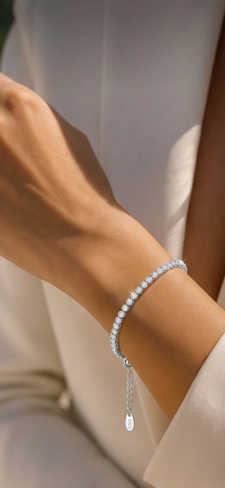 Classic Tennis Sterling Silver Bracelet