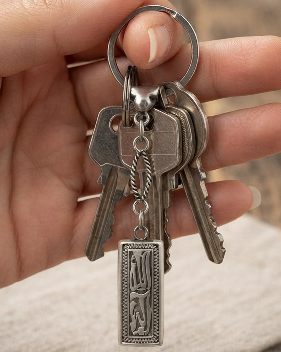 Egyptian Silver Medal Keychain – Islamic Motif (Economic)