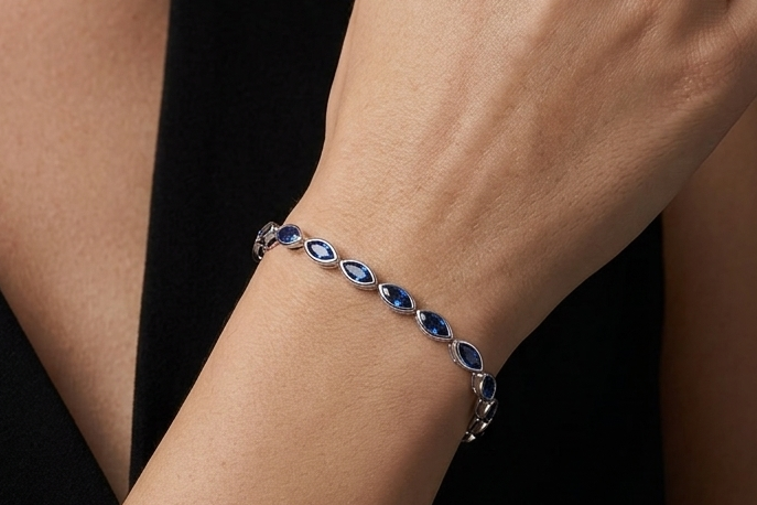 Marquise Blue Bracelet _ 925 Bracelet Sterling Silver