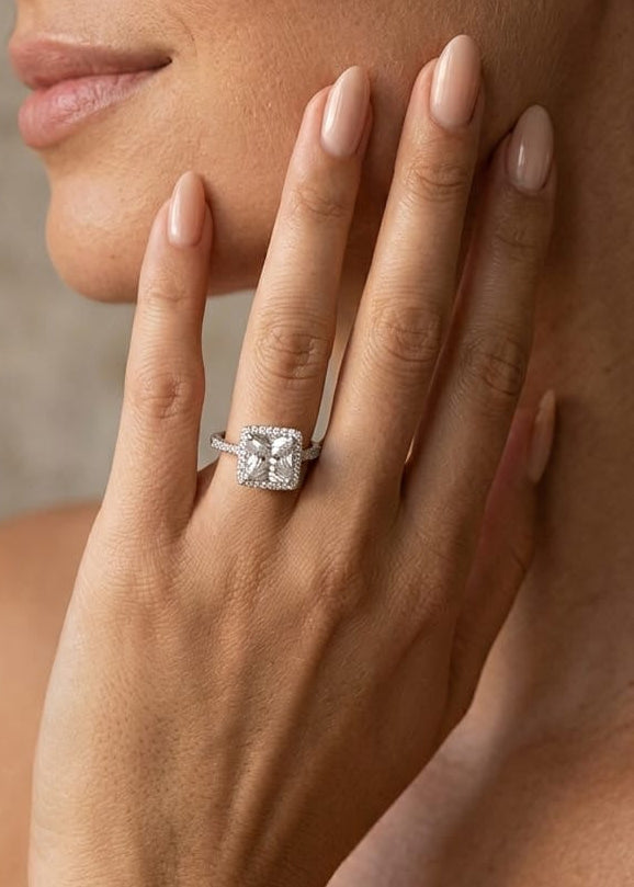 Classic White Stone Solitaire Ring – 925 Silver