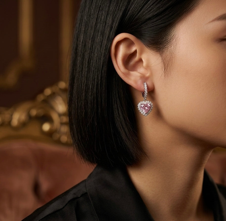 Black Stone Sterling Silver Earrings with Platinum Plating