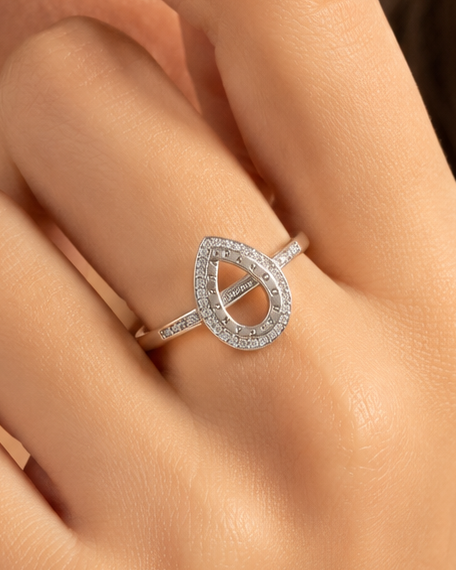 925 Sterling Silver Open Marquise Ring with Swiss Center Stones