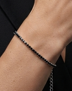 Black Tennis Bracelet in 925 Sterling Silver