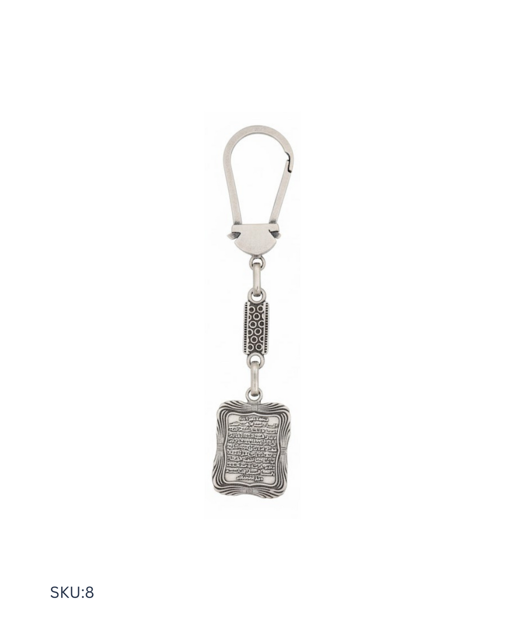 Carefully crafted Egyptian silver medal in 800 purity, featuring a traditional Islamic motif. This keychain offers a balanced combination of cultural identity, quality finishing, and accessible pricing.