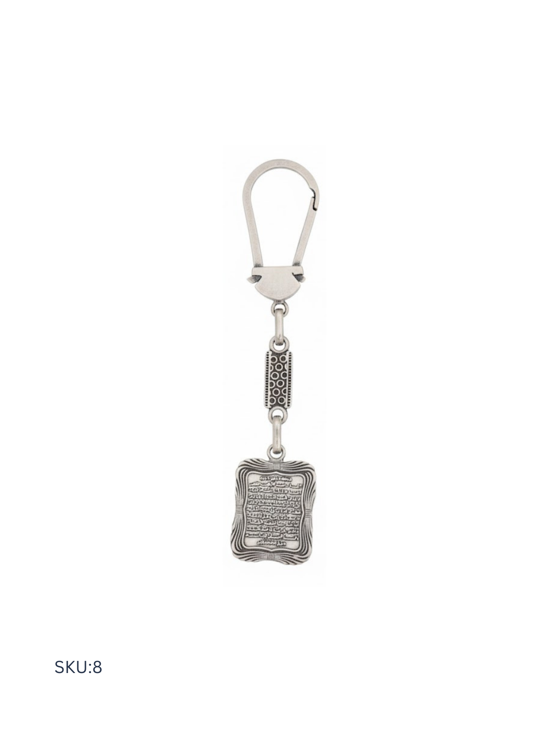 Carefully crafted Egyptian silver medal in 800 purity, featuring a traditional Islamic motif. This keychain offers a balanced combination of cultural identity, quality finishing, and accessible pricing.