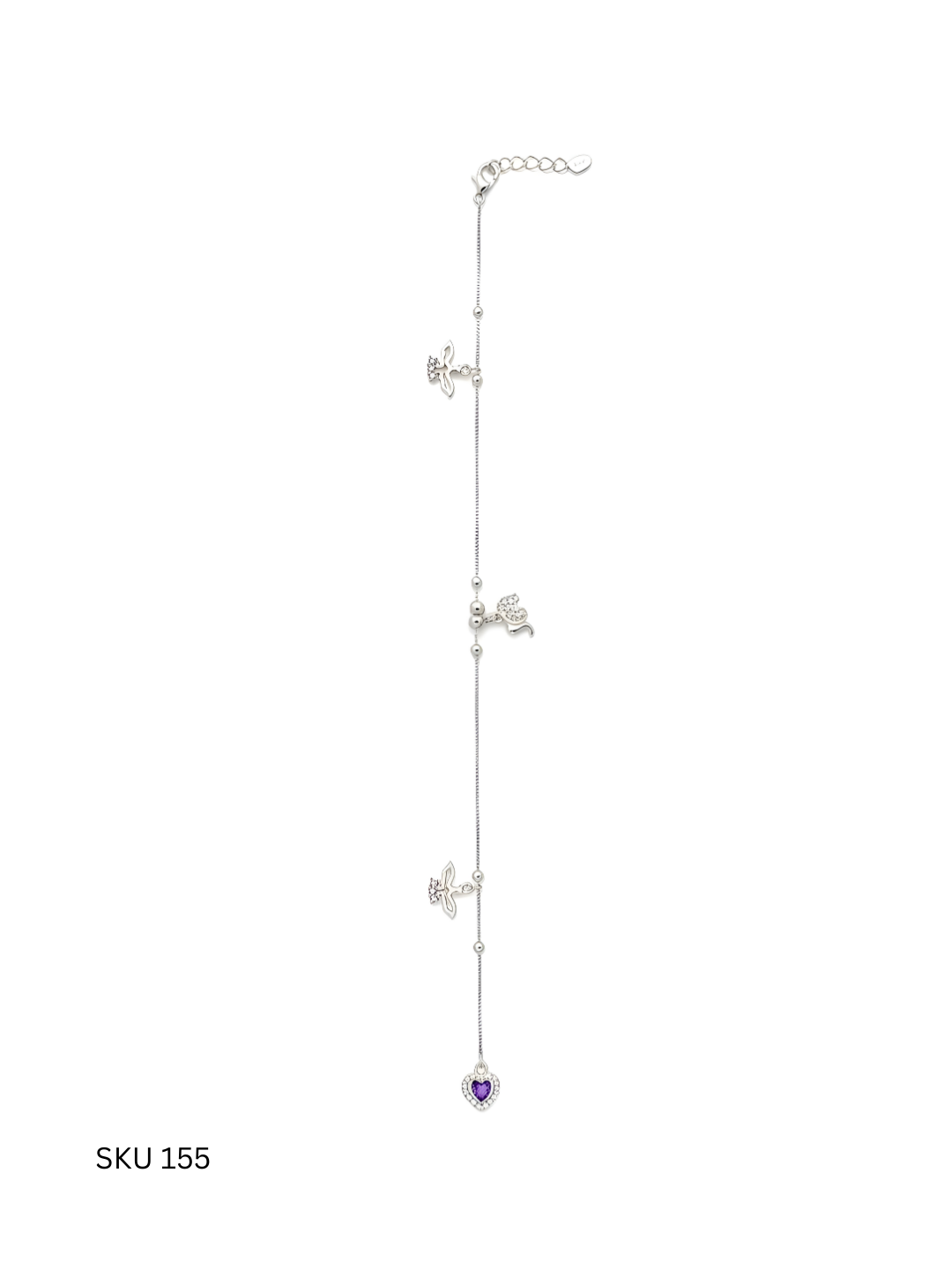 An elegant elephant charm anklet crafted from Italian 925 sterling silver and platinum plated. Symbolizing strength and good fortune, it offers a meaningful yet stylish accessory.