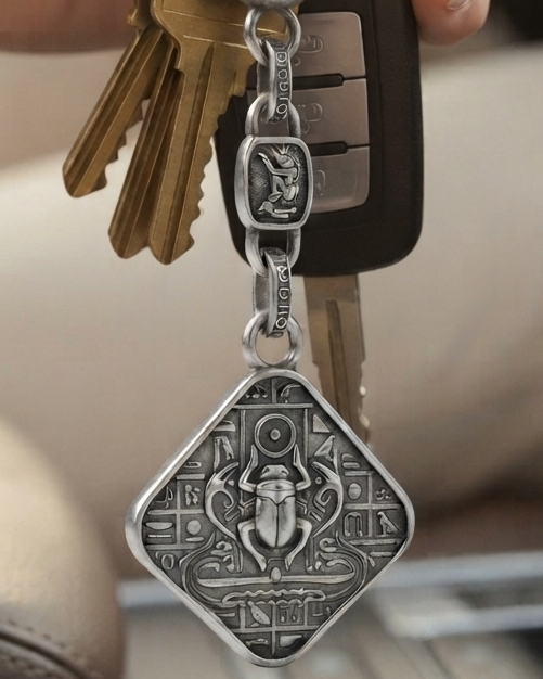 Pharaonic Egyptian Silver Medal Keychain (Average)