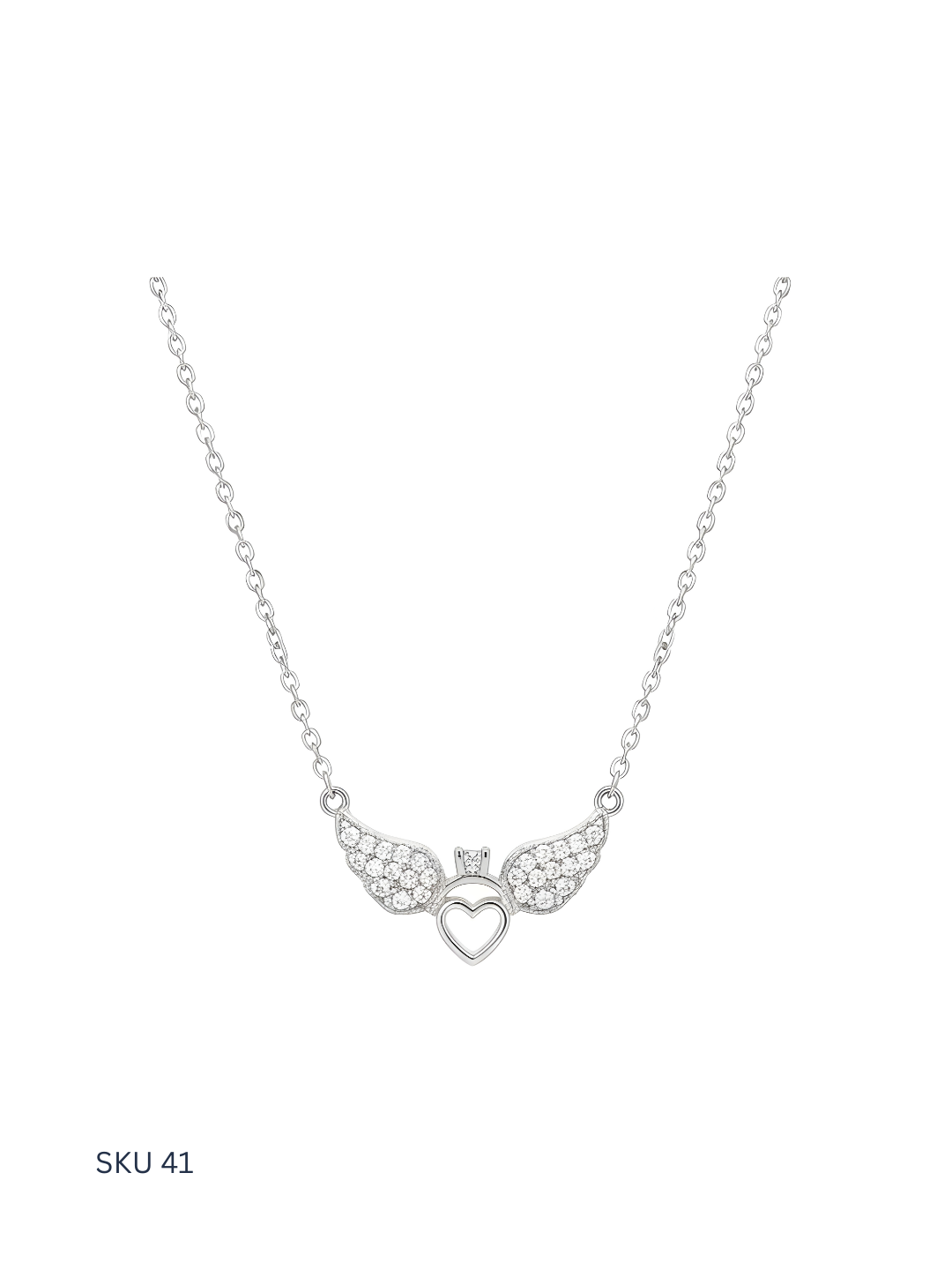 A delicate Flying Heart necklace crafted from authentic Italian sterling silver 925 and finished with a refined platinum plating. The floating heart design symbolizes love and freedom, making it a graceful everyday piece and a thoughtful gift for her. Lightweight, elegant, and easy to style with both casual and formal looks.