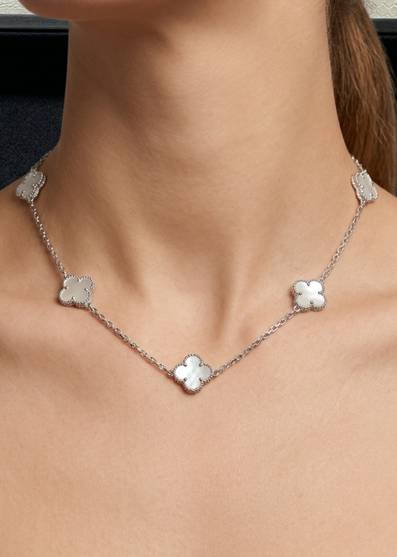 Van Cleef Style Sterling Silver Necklace