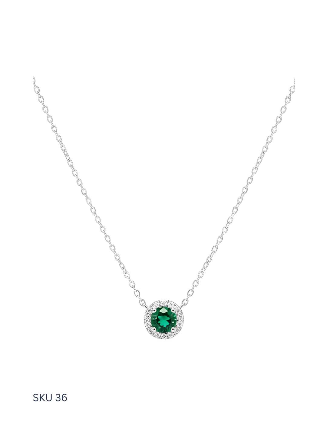 A simple and elegant green lobe necklace crafted from Italian sterling silver 925 with a platinum-painted finish. Lightweight and economic, it is ideal for everyday feminine styling.