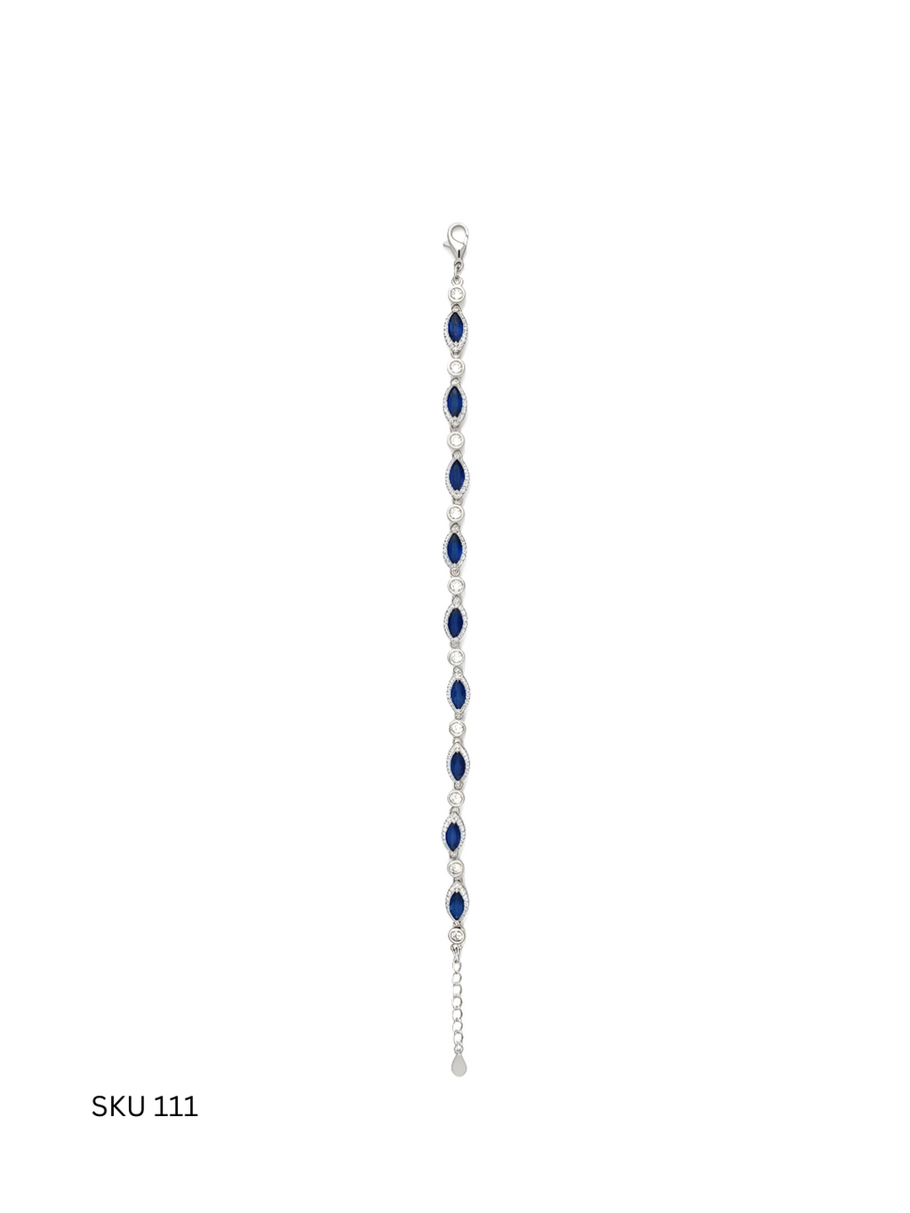 A sophisticated bracelet crafted from Italian sterling silver (925), adorned with refined blue stones that add a graceful pop of color. Designed for women who appreciate elegant detail and timeless Western style.