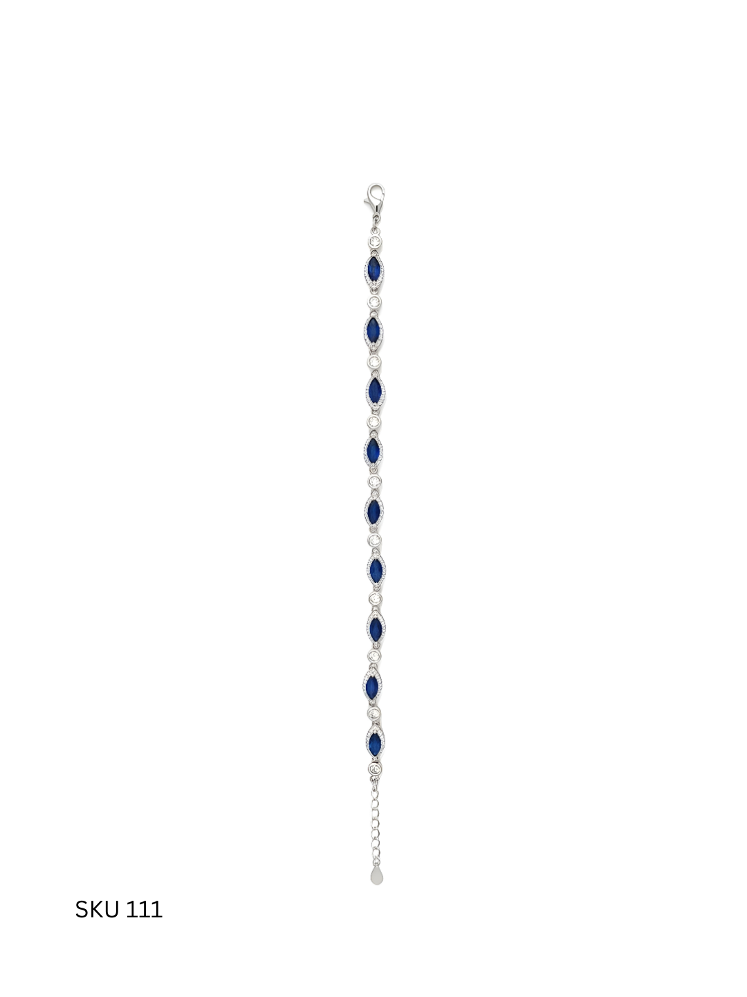 A sophisticated bracelet crafted from Italian sterling silver (925), adorned with refined blue stones that add a graceful pop of color. Designed for women who appreciate elegant detail and timeless Western style.
