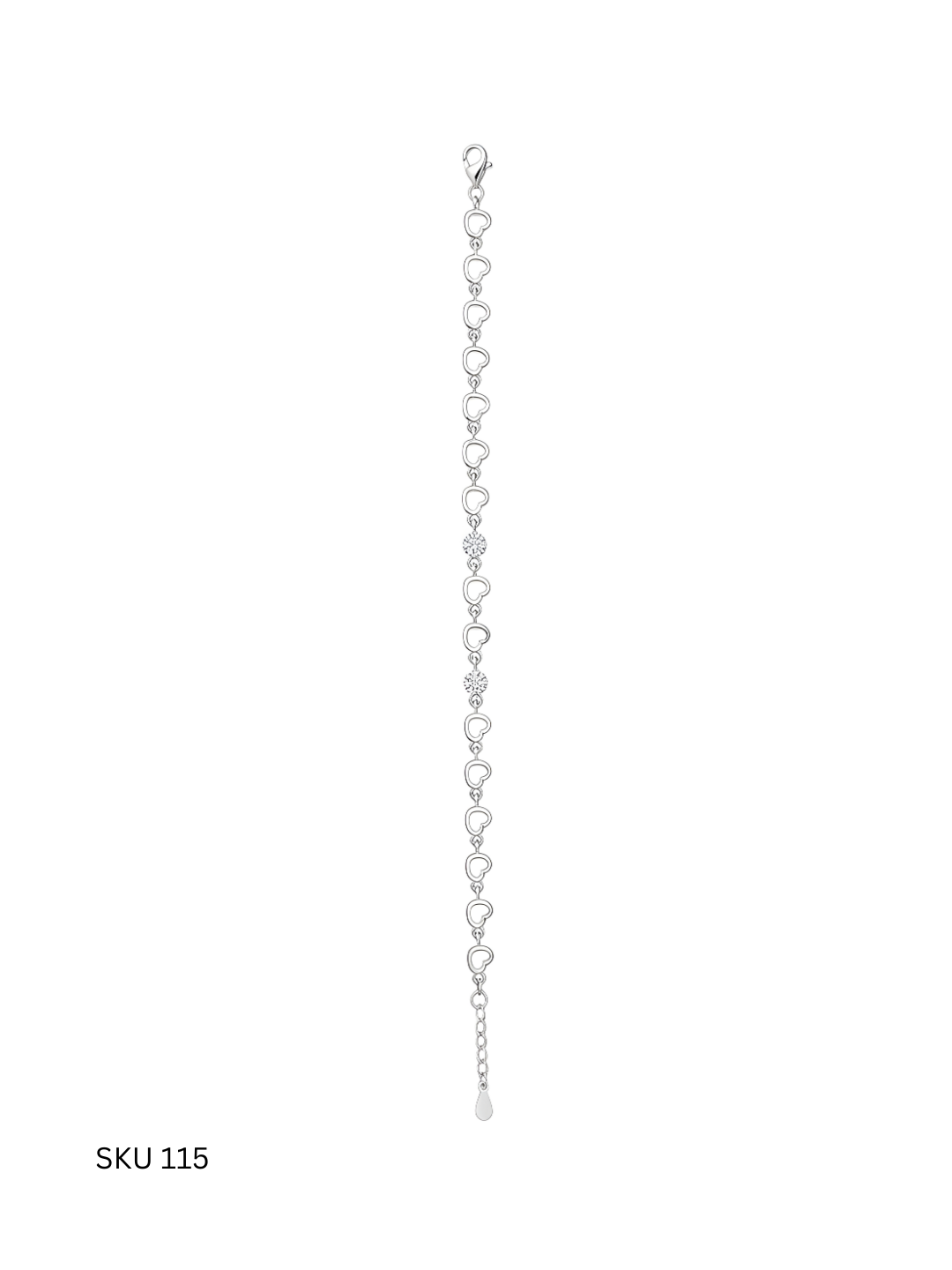 A refined heart bracelet crafted in Italian sterling silver (925) with platinum plating, designed to express femininity, affection, and timeless elegance.